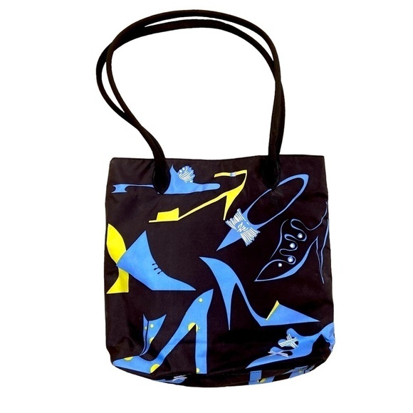 Zazou Sac black, periwinkle blue & chartreuse shoe print shoulder bag purse - Picture 1 of 8